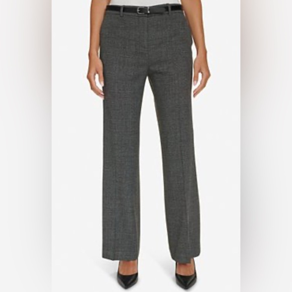 Calvin Klein Pants - Calvin Klein Women's Brown Herringbone Belted Pants Size 12 N…